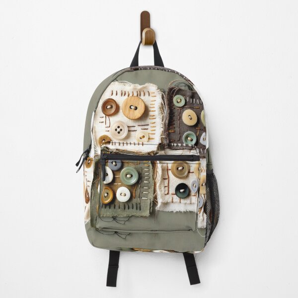 Item preview, Button Patchwork Design with Decorative Stitching and Frayed Textile Texture designed and sold by SplashTastic.