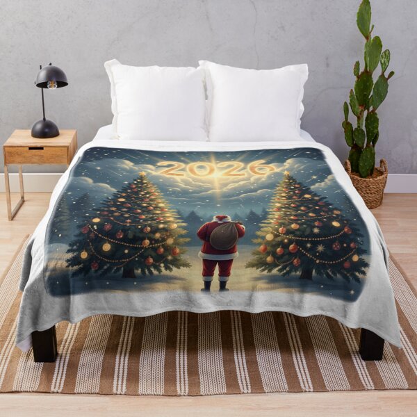 Item preview, Santa Watching 2026 Emerge Behind Christmas Tree | Festive New Year Illustration designed and sold by Fandom Universe.