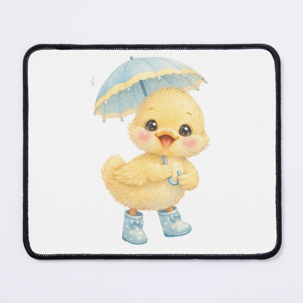Item preview, Storybook Duckling with Blue Umbrella – Whimsical Nursery Illustration designed and sold by SirensSageStone.