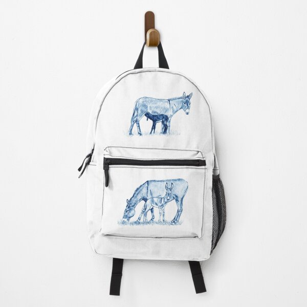 Item preview, Drawing of a donkey and her young foal suckling - blue colorized version designed and sold by SylvieG18.
