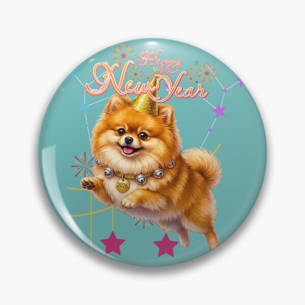 Item preview, Cute Pomeranian Dog Jumping With Bells Collar 2026 | Happy New Year Party designed and sold by E-SarnEdge.