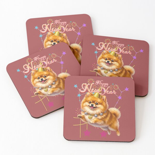 Item preview, Cute Pomeranian Dog Jumping With Bells Collar 2026 | Happy New Year Party designed and sold by E-SarnEdge.