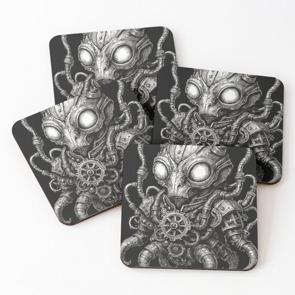 Item preview, Steampunk Alien Octopus – Dark Mechanical Biomech Creature designed and sold by SeoulInkSoul.