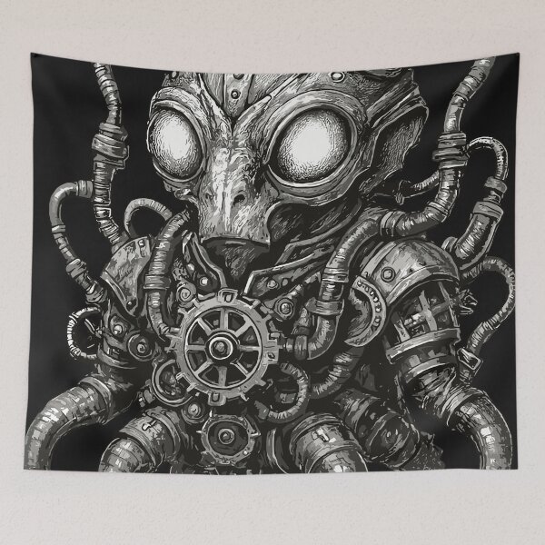 Item preview, Steampunk Alien Octopus – Dark Mechanical Biomech Creature designed and sold by SeoulInkSoul.
