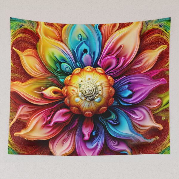 Item preview, Colorful, abstract flower in oil paints designed and sold by Mianku | Für das Leben.