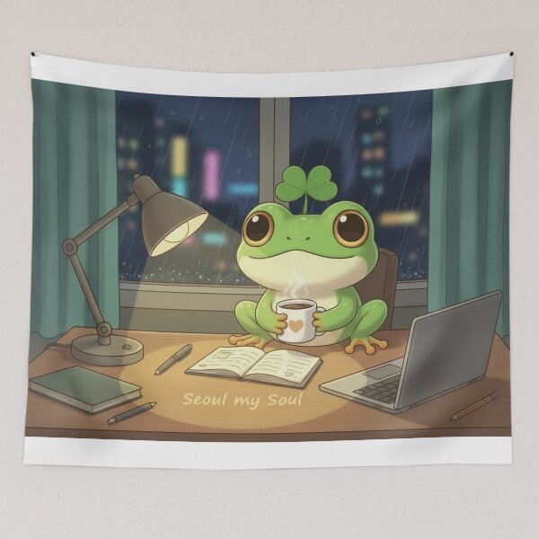 Item preview, Lucky Frog – Late Night Study Moment designed and sold by ChipchaOddities.