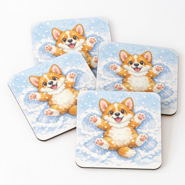 Item preview, Cute Corgi Making a Snow Angel – Winter Dog designed and sold by Darlin8888.