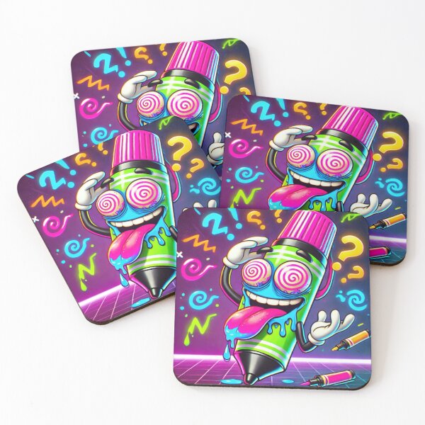 Item preview, Neon Marker Meltdown – Stationery Chaos – Trippy Cartoon designed and sold by ComedyInkFactor.