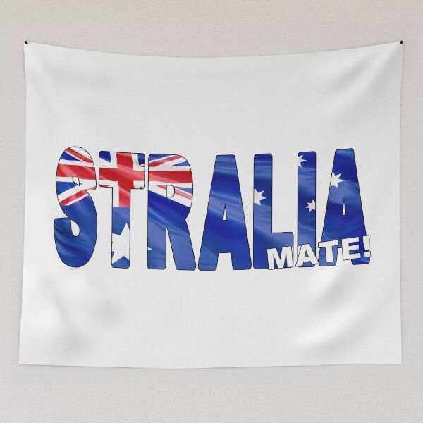 Item preview, STRALIA MATE - Flag Flying in Wind cut to Letters Souvenir Sticker Shirt designed and sold by Adam Gormley.
