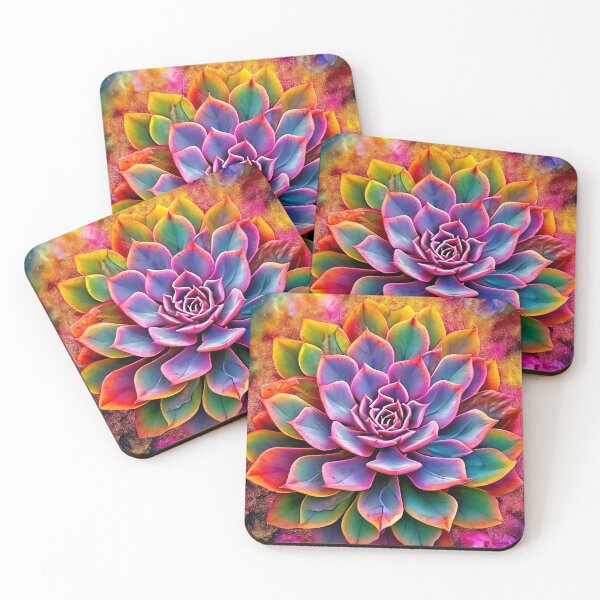 Item preview, Vibrantly colored succulent against a colorful background designed and sold by Mianku | Für das Leben.
