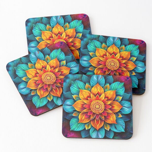 Item preview, Luminous mandala flower in a cosmic setting designed and sold by Mianku | Für das Leben.