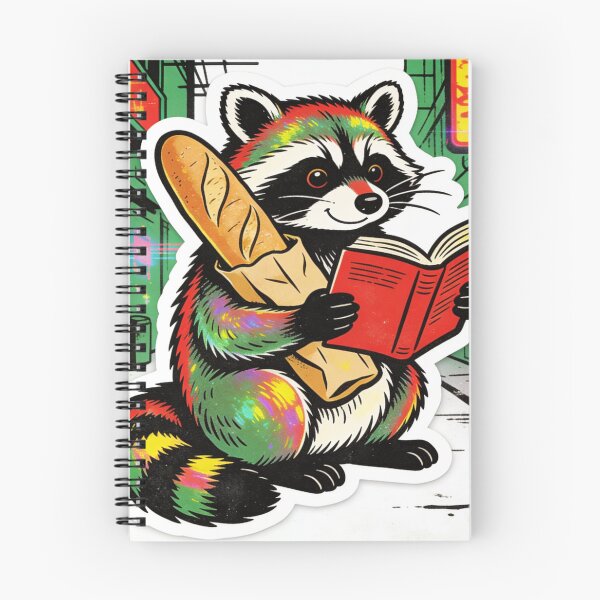 Item preview, Cyberpunk Raccoon Librarian | Retro Neon Baguette Book Worm | Aesthetic Reading Art designed and sold by Cherrydora.