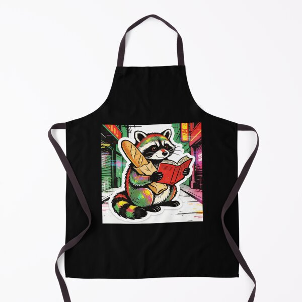 Item preview, Cyberpunk Raccoon Librarian | Retro Neon Baguette Book Worm | Aesthetic Reading Art designed and sold by Cherrydora.