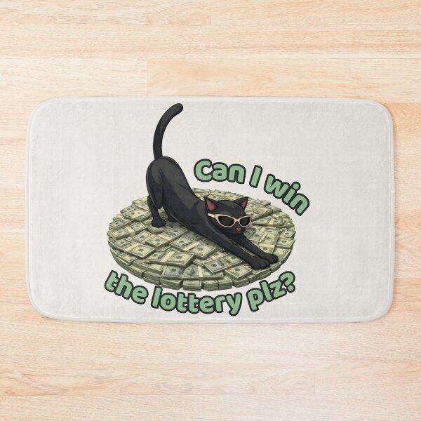 Item preview, Can I Win the Lottery Plz? Funny Black Cat on Money Meme Design designed and sold by MagicMeow1.