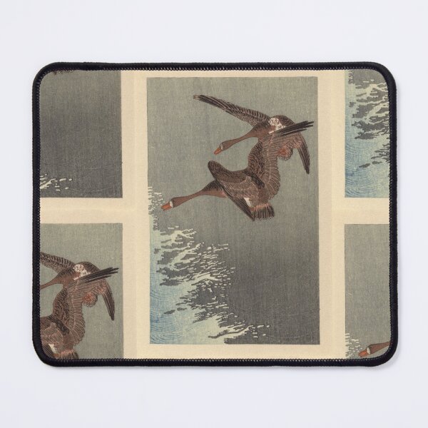 Item preview, Two White Fronted Geese Flying Above Water by Ohara Koson : Japanese Poster designed and sold by artofuniverse.