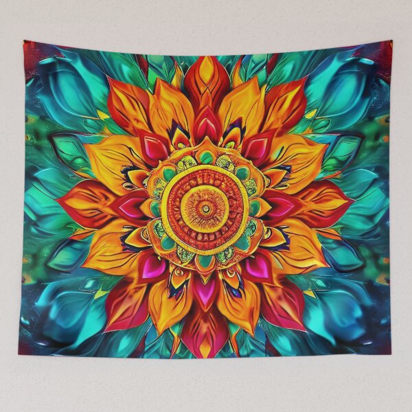 Item preview, Luminous mandala flower in intense colors designed and sold by Mianku | Für das Leben.