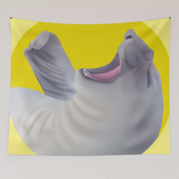 Item preview, Yawning Elephant Seal on Yellow designed and sold by GivernyKate.