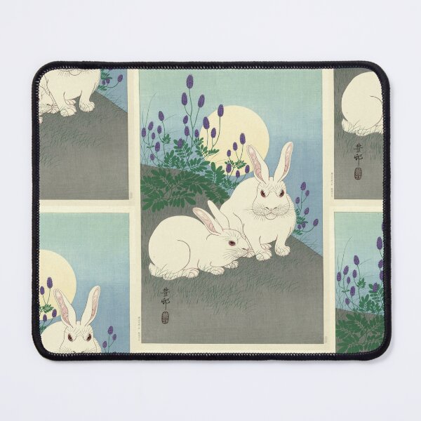Item preview, Two White Rabbits at Full Moon by Ohara Koson : Shin Hanga Japanese Poster designed and sold by artofuniverse.