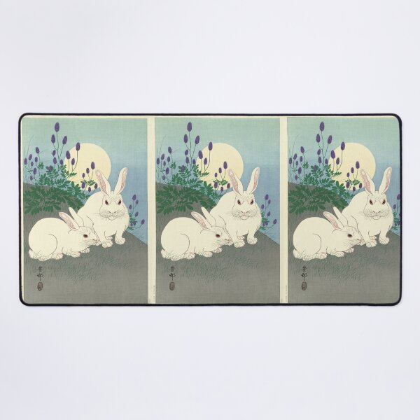 Item preview, Two White Rabbits at Full Moon by Ohara Koson : Shin Hanga Japanese Poster designed and sold by artofuniverse.