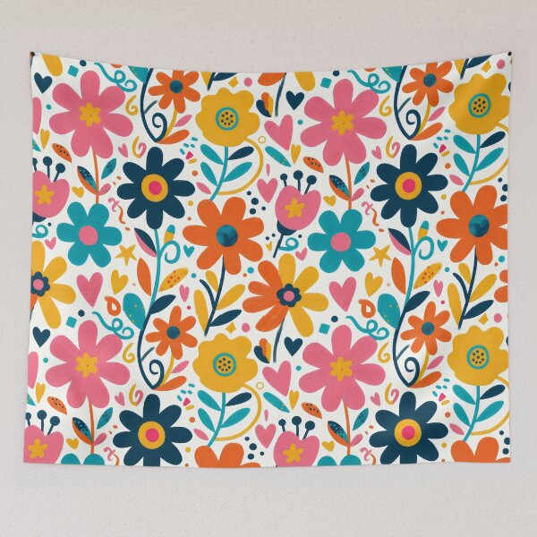 Item preview, Dopamine Style Floral Illustration with Colorful Blooms, Hearts, and Whimsical Decorative Accents designed and sold by SplashTastic.