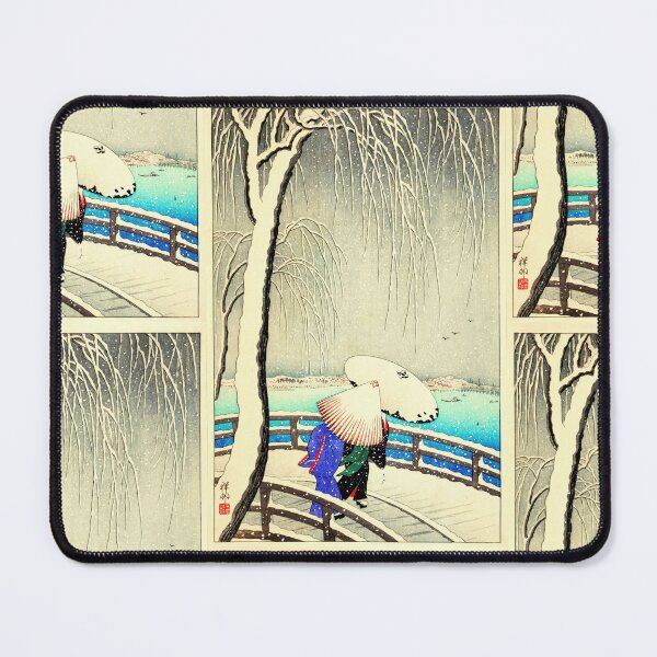 Item preview, Two Women in Snow on Yanagi Bridge by Ohara Koson : Winter Japanese Poster designed and sold by artofuniverse.