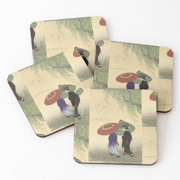 Item preview, Two Women in the Rain by Ohara Koson : Vintage Shin Hanga Japanese Poster designed and sold by artofuniverse.