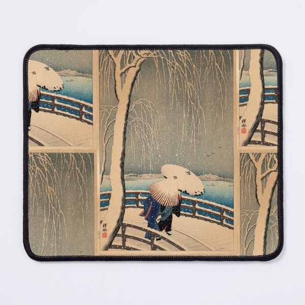 Item preview, Umbrellas in Snow by Ohara Koson : Romantic Winter Japanese Poster designed and sold by artofuniverse.