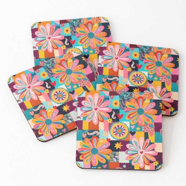 Item preview, Dopamine Style Patchwork Design with Colorful Flowers, Paisley Motifs, and Retro Quilt Elements designed and sold by SplashTastic.