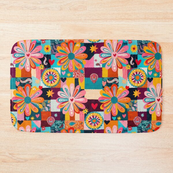Item preview, Dopamine Style Patchwork Design with Colorful Flowers, Paisley Motifs, and Retro Quilt Elements designed and sold by SplashTastic.