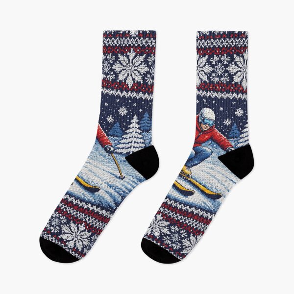 Item preview, cool knitting pattern, skiers in the snow designed and sold by Mauswohn.