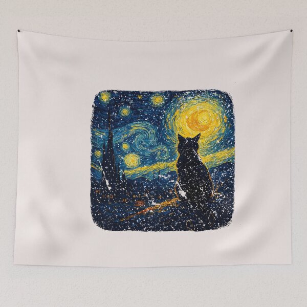 Item preview, Cat Starry Funny Night Cat Lover Van Gogh Cat Mom Cat Dad  designed and sold by ArleneRowe.