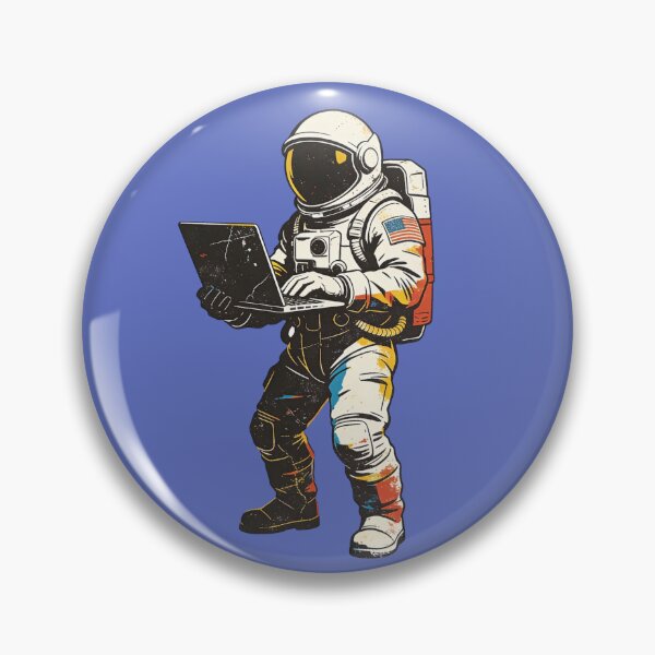 Item preview, Vintage Astronaut Coding Laptop Print - Retro Space Digital Nomad Distressed Art designed and sold by Cherrydora.