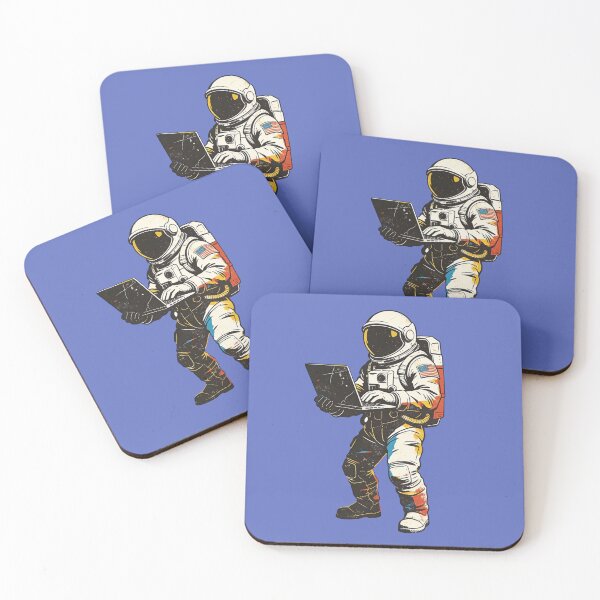 Item preview, Vintage Astronaut Coding Laptop Print - Retro Space Digital Nomad Distressed Art designed and sold by Cherrydora.