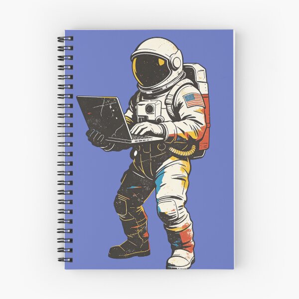 Item preview, Vintage Astronaut Coding Laptop Print - Retro Space Digital Nomad Distressed Art designed and sold by Cherrydora.