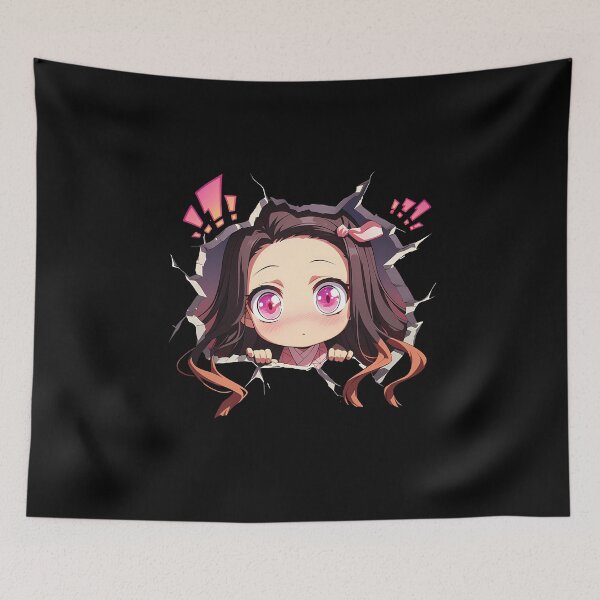 Item preview, Nezuko Kamado Demon Slayer Anime Cute Chibi Peeking Pink Eyes designed and sold by TorbenKuhano.
