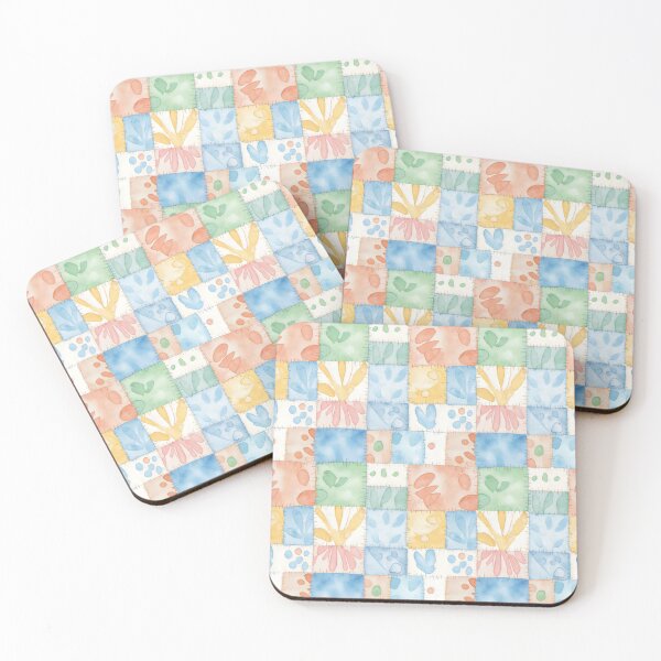 Item preview, Dopamine Style Patchwork Design with Pastel Handprint Motifs and Quilted Texture designed and sold by SplashTastic.