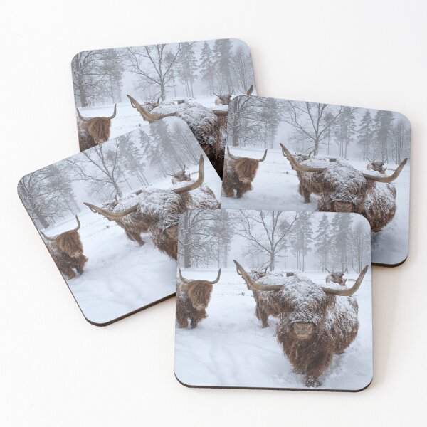 Item preview, snowy highland cows designed and sold by Pixie prints .