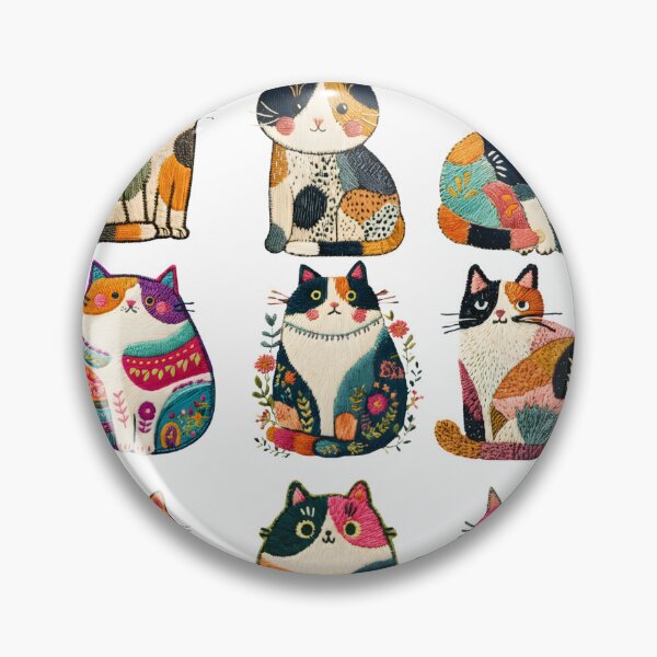 Item preview, Life Is Better With Cats – Colorful Embroidered Cat Illustration Set designed and sold by Happy'CLICK'.