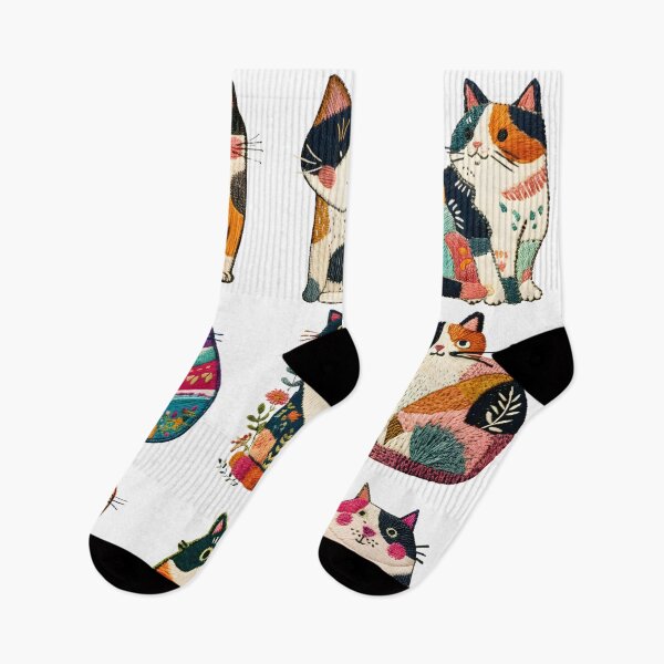 Item preview, Life Is Better With Cats – Colorful Embroidered Cat Illustration Set designed and sold by Happy'CLICK'.