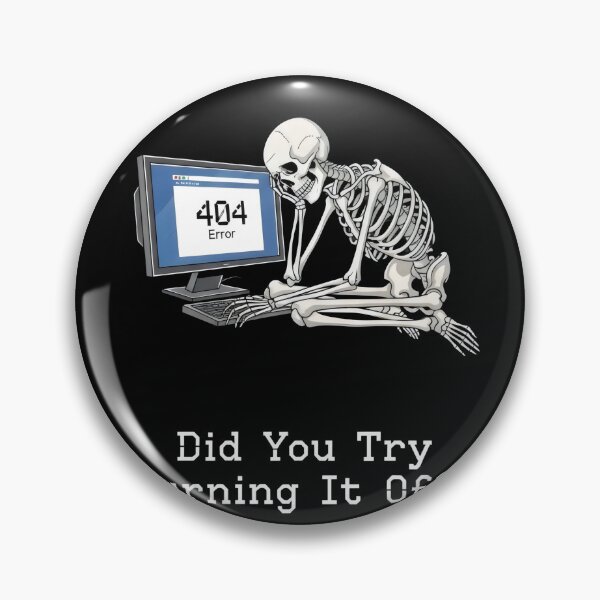 Item preview, "404 Error" Skeleton Tech Support Illustration Art – Developer & IT Humor Design designed and sold by Luminari Creations.