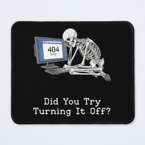 Item preview, "404 Error" Skeleton Tech Support Illustration Art – Developer & IT Humor Design designed and sold by Luminari Creations.