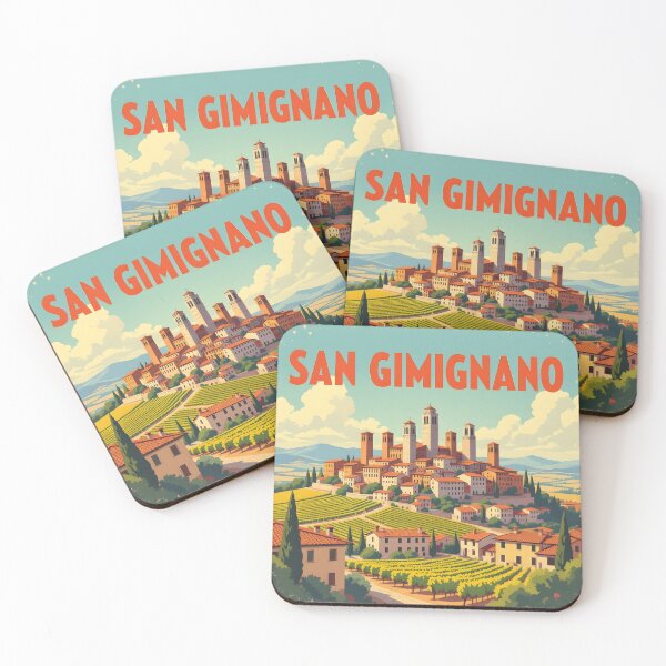 Item preview, San Gimignano, Tuscany, Italy: Vintage-Style Painterly Travel Poster designed and sold by LSVart.