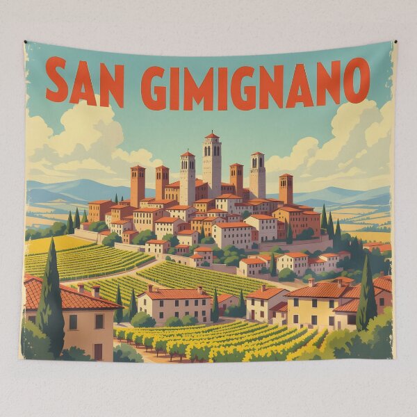 Item preview, San Gimignano, Tuscany, Italy: Vintage-Style Painterly Travel Poster designed and sold by LSVart.