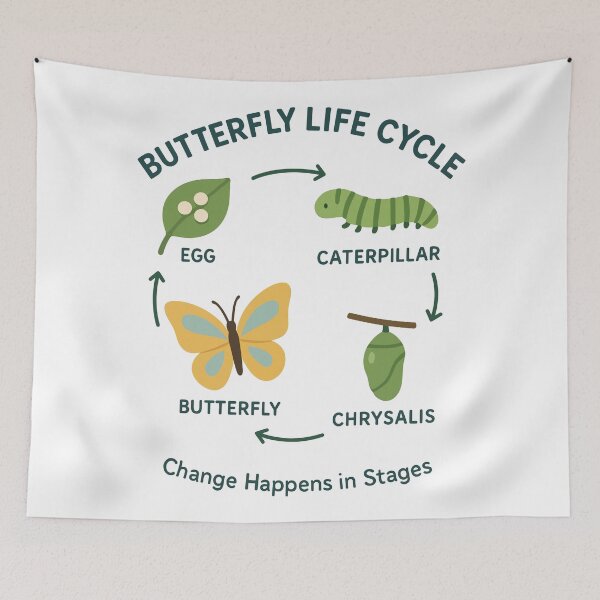 Item preview, Butterfly Life Cycle Illustration – Metamorphosis Educational Diagram designed and sold by WildlifeInc.