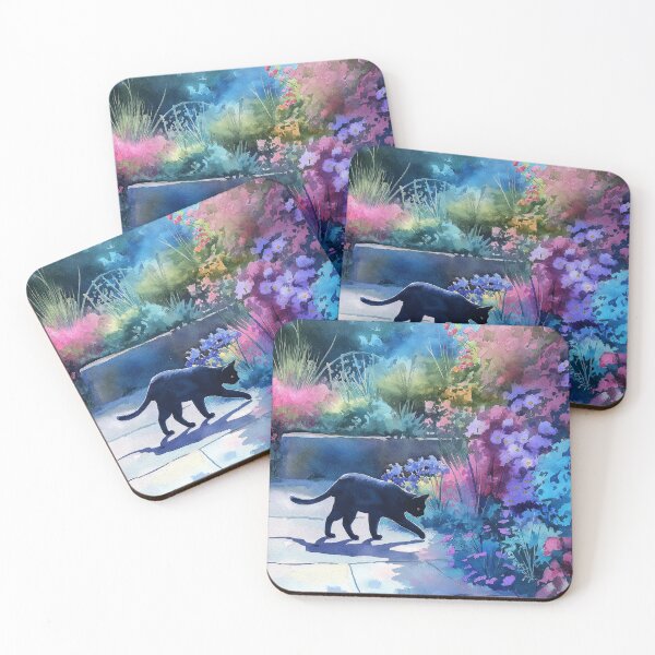 Item preview, Black Cat in a Vibrant Garden designed and sold by laurashawart.