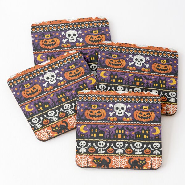 Item preview, spooky knitting pattern with Halloween symbols designed and sold by Mauswohn.