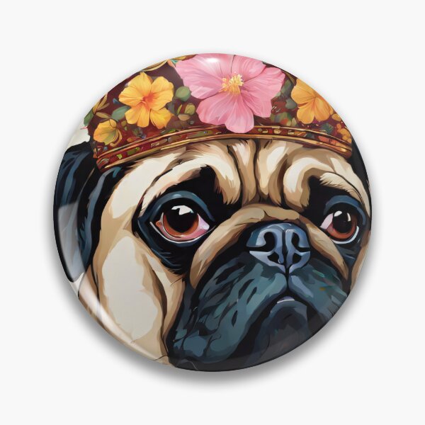 Item preview, Pug King in floral splendor designed and sold by Mianku | Für das Leben.