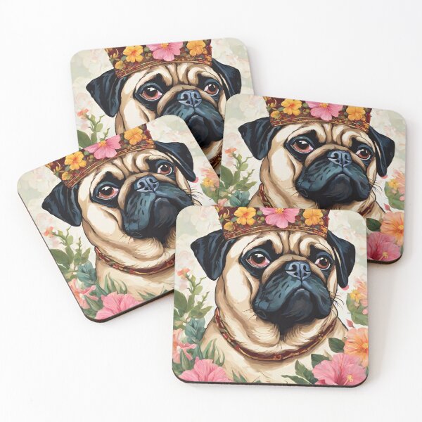 Item preview, Pug King in floral splendor designed and sold by Mianku | Für das Leben.