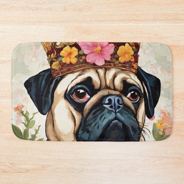 Item preview, Pug King in floral splendor designed and sold by Mianku | Für das Leben.