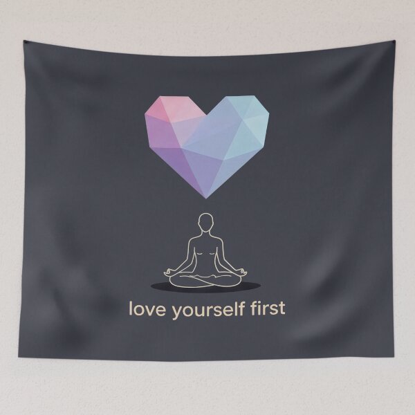 Item preview, Gen Z Minimalist Design with Geometric Heart, Meditation Pose, and Self-Love Message designed and sold by SplashTastic.